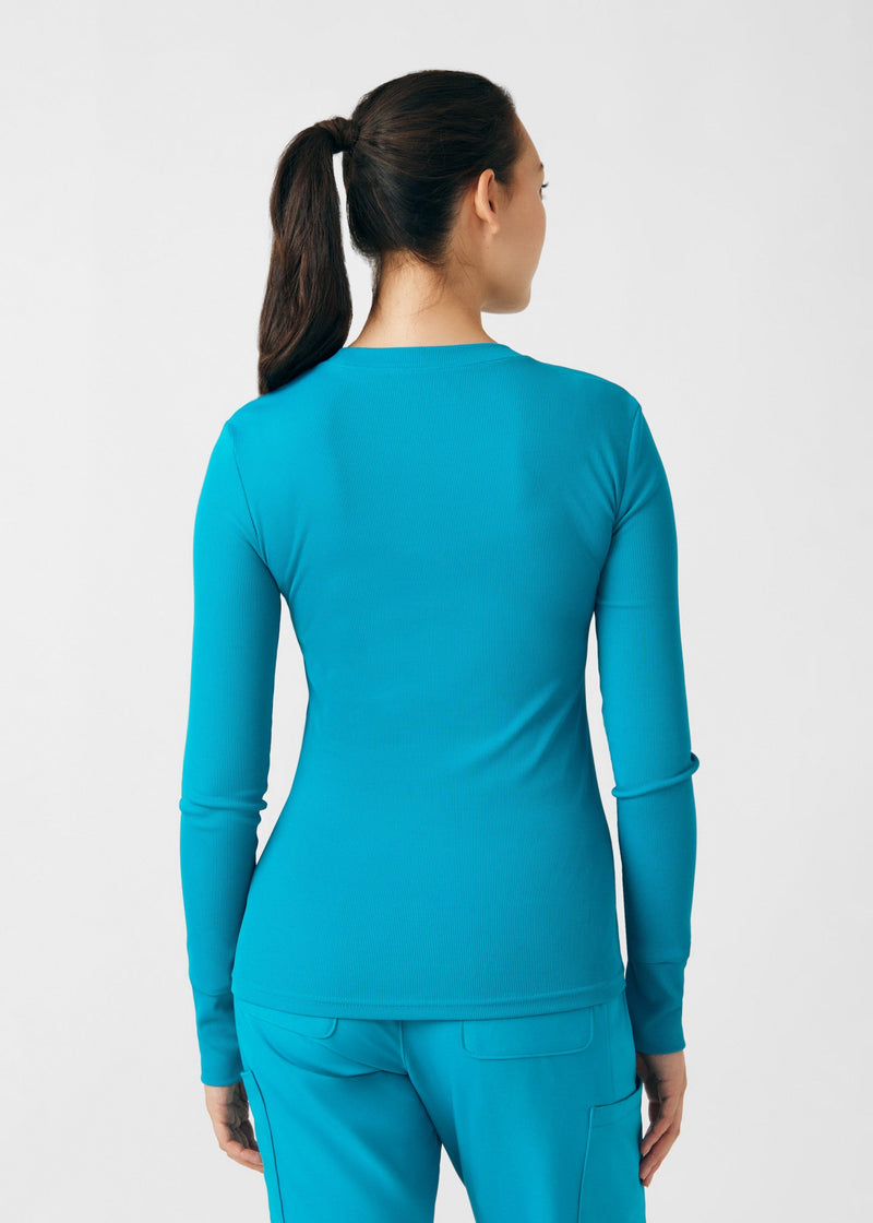 Teal - Landau Forward Women's 1 Pocket Long Sleeve Crew Neck Underscrub Tee for Nursing