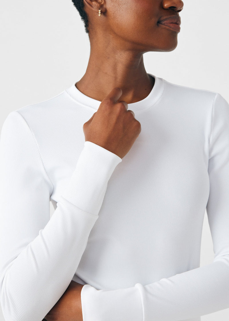 White - Landau Forward Women's 1 Pocket Long Sleeve Crew Neck Underscrub Tee for Nursing