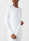 White - Landau Forward Women's 1 Pocket Long Sleeve Crew Neck Underscrub Tee for Nursing