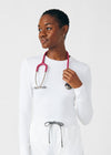 White - Landau Forward Women's 1 Pocket Long Sleeve Crew Neck Underscrub Tee for Nursing