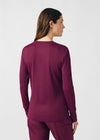 Wine - Landau Forward Women's 1 Pocket Long Sleeve Crew Neck Underscrub Tee for Nursing