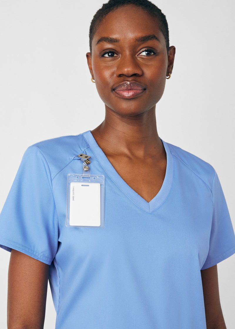 Ceil - Landau ProFlex Women's 3 Pocket V-Neck Rib-Knit Scrub Top for Nursing
