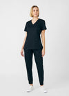 Black - Landau ProFlex Women's 3 Pocket V-Neck Rib-Knit Scrub Top for Nursing