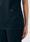 Black - Landau ProFlex Women's 3 Pocket V-Neck Rib-Knit Scrub Top for Nursing