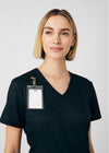 Black - Landau ProFlex Women's 3 Pocket V-Neck Rib-Knit Scrub Top for Nursing