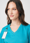 Teal - Landau ProFlex Women's 3 Pocket V-Neck Rib-Knit Scrub Top for Nursing