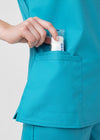 Teal - Landau ProFlex Women's 3 Pocket V-Neck Rib-Knit Scrub Top for Nursing