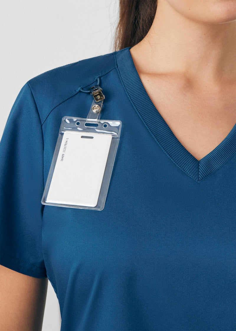 Caribbean - Landau ProFlex Women's 3 Pocket V-Neck Rib-Knit Scrub Top for Nursing