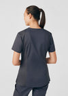 Graphite - Landau ProFlex Women's 3 Pocket V-Neck Rib-Knit Scrub Top for Nursing