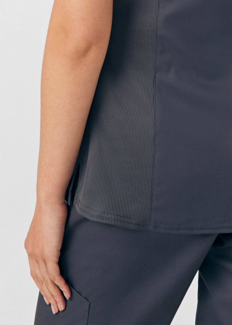 Graphite - Landau ProFlex Women's 3 Pocket V-Neck Rib-Knit Scrub Top for Nursing