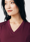 Wine - Landau ProFlex Women's 3 Pocket V-Neck Rib-Knit Scrub Top for Nursing