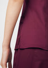 Wine - Landau ProFlex Women's 3 Pocket V-Neck Rib-Knit Scrub Top for Nursing