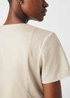 Sandstone - Landau ProFlex Women's 3 Pocket V-Neck Rib-Knit Scrub Top for Nursing