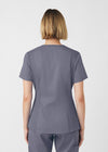 Steel - Landau ProFlex Women's 3 Pocket V-Neck Rib-Knit Scrub Top for Nursing