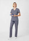 Steel - Landau ProFlex Women's 3 Pocket V-Neck Rib-Knit Scrub Top for Nursing
