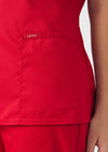 True Red - Landau ProFlex Women's 3 Pocket V-Neck Rib-Knit Scrub Top for Nursing