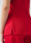 True Red - Landau ProFlex Women's 3 Pocket V-Neck Rib-Knit Scrub Top for Nursing