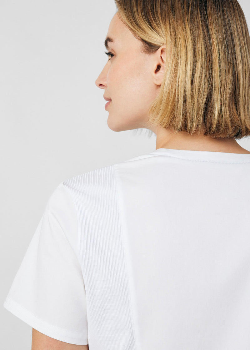 White - Landau ProFlex Women's 3 Pocket V-Neck Rib-Knit Scrub Top for Nursing