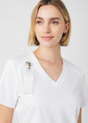 White - Landau ProFlex Women's 3 Pocket V-Neck Rib-Knit Scrub Top for Nursing