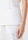 White - Landau ProFlex Women's 3 Pocket V-Neck Rib-Knit Scrub Top for Nursing
