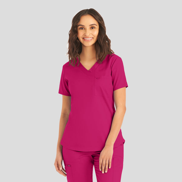 Landau ProFlex Women's 2 Pocket V-Neck Rib-Knit Scrub Top for Nursing