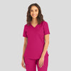 Bright Rose - Landau ProFlex Women's 2 Pocket V-Neck Rib-Knit Scrub Top for Nursing