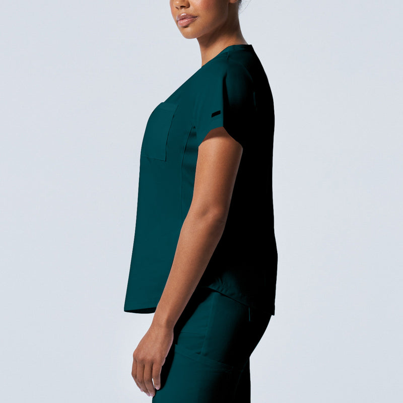 Caribbean - Landau ProFlex Women's 2 Pocket V-Neck Rib-Knit Scrub Top for Nursing