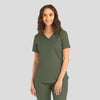 Olive Moss - Landau ProFlex Women's 2 Pocket V-Neck Rib-Knit Scrub Top for Nursing