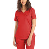 True Red - Landau ProFlex Women's 2 Pocket V-Neck Rib-Knit Scrub Top for Nursing
