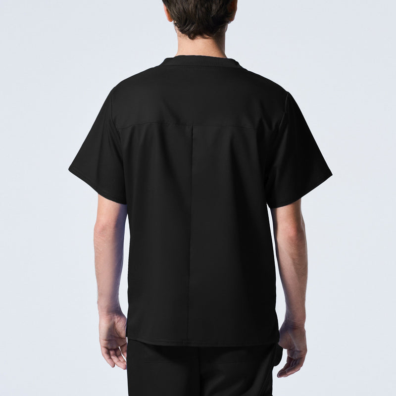 Black - Landau ProFlex Men's 2 Pocket V-Neck Scrub Top for Nursing