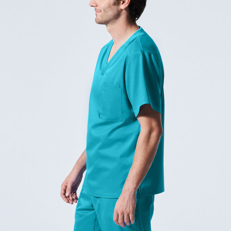 Teal - Landau ProFlex Men's 2 Pocket V-Neck Scrub Top for Nursing