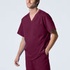 Wine - Landau ProFlex Men's 2 Pocket V-Neck Scrub Top for Nursing