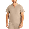 Sandstone - Landau ProFlex Men's 2 Pocket V-Neck Scrub Top for Nursing