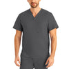 Steel - Landau ProFlex Men's 2 Pocket V-Neck Scrub Top for Nursing