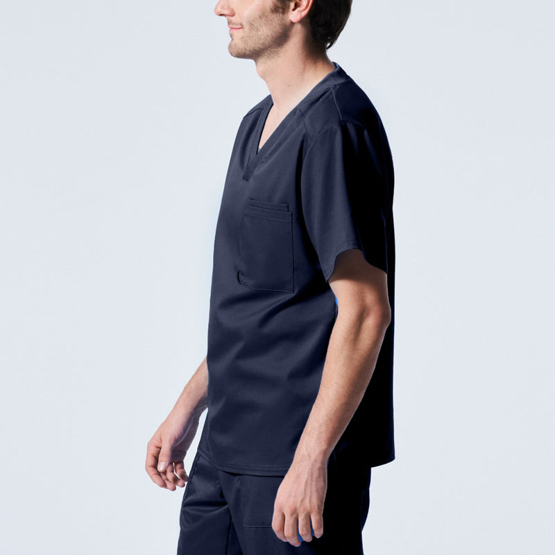 True Navy - Landau ProFlex Men's 2 Pocket V-Neck Scrub Top for Nursing