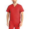 True Red - Landau ProFlex Men's 2 Pocket V-Neck Scrub Top for Nursing