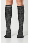 Leafy Black - Knee High 15-20 mmHg Compression Socks