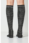 Leafy Black - Knee High 15-20 mmHg Compression Socks (Back)