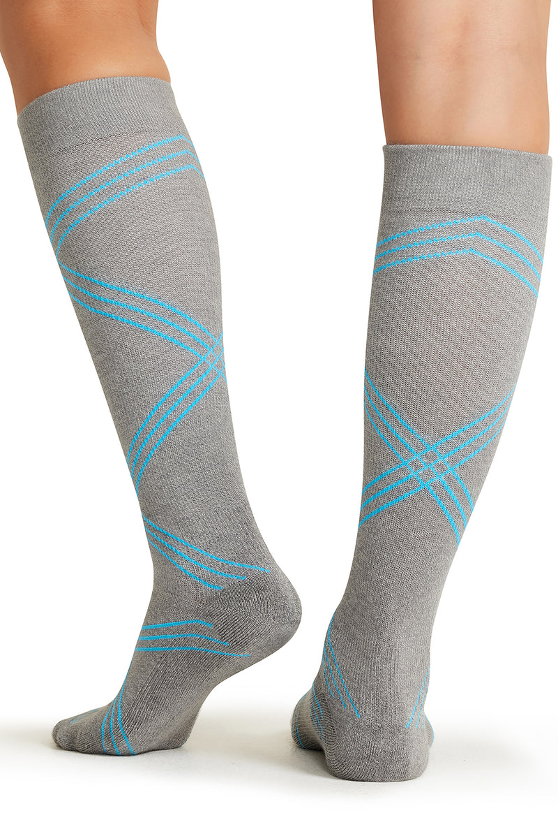 Twisted Turquoise - Knee High 15-20 mmHg Compression Socks (Back)