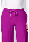 Back to the Fuschia - Women's Wide Leg Pintuck Scrub Pants (View 2)