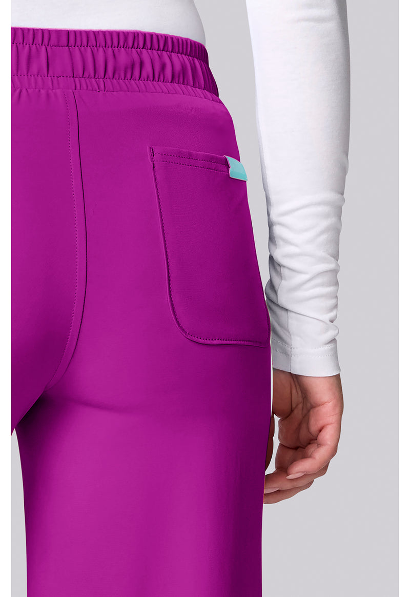 Back to the Fuschia - Women's Wide Leg Pintuck Scrub Pants (View 4)