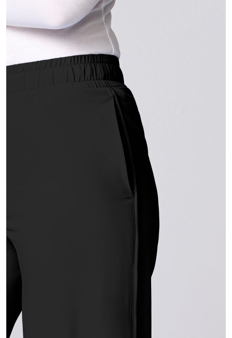 Black - Women's Wide Leg Pintuck Scrub Pants (View 3)