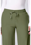 Olive - Women's Wide Leg Pintuck Scrub Pants (View 2)