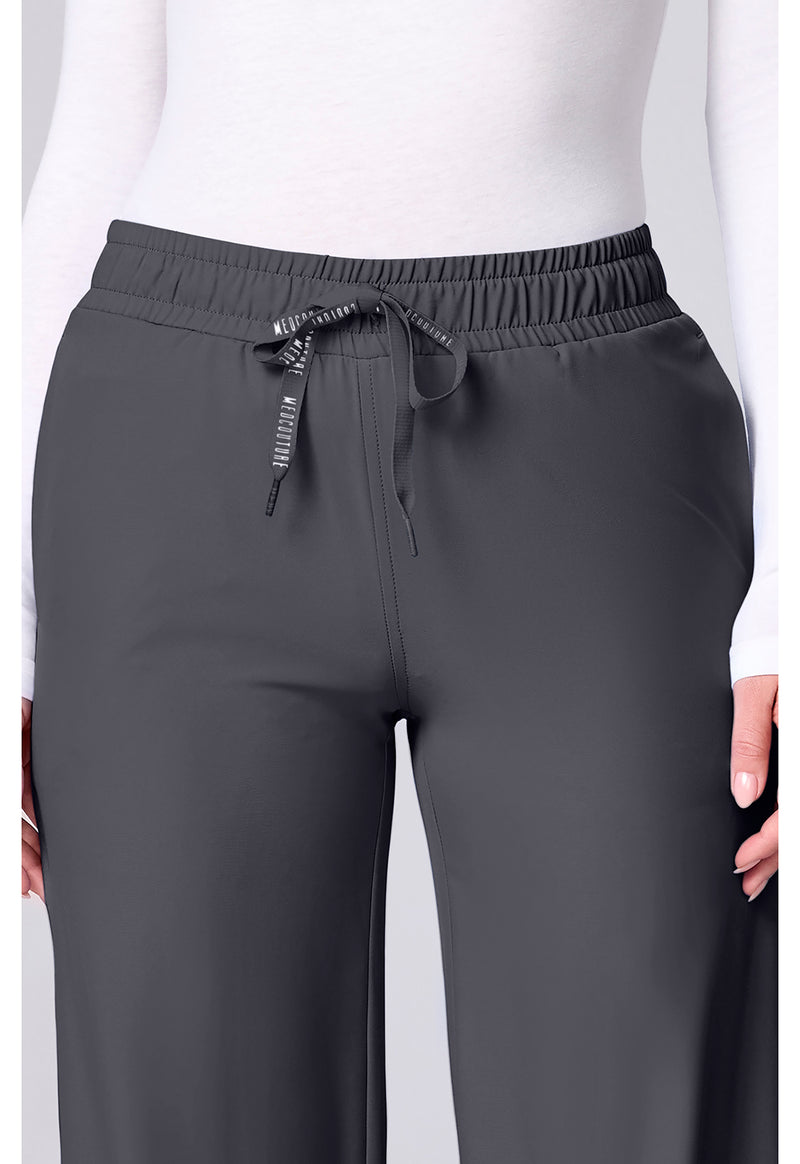 Pewter - Women's Wide Leg Pintuck Scrub Pants (View 2)