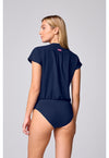 Navy - Med Couture AMP Women Scrub Top - Back View