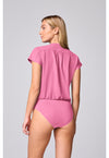 Pixel Pink - Med Couture AMP Women Scrub Top - Back View