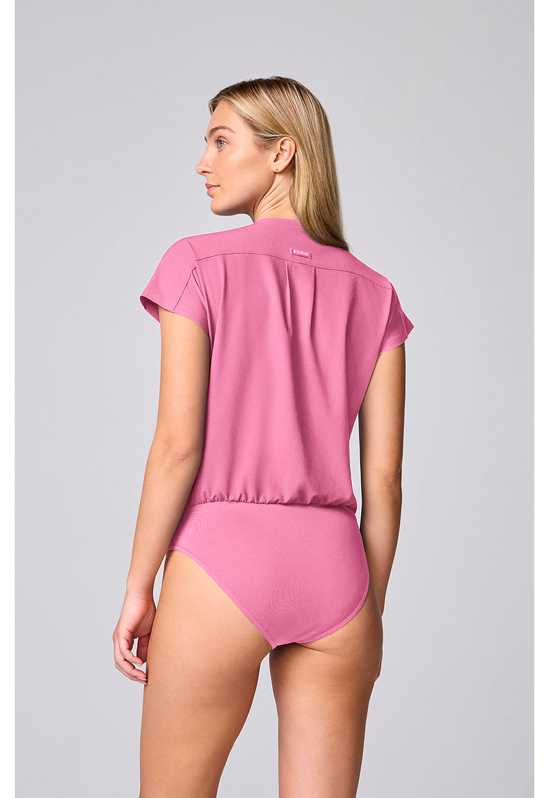 Pixel Pink - Med Couture AMP Women Scrub Top - Back View
