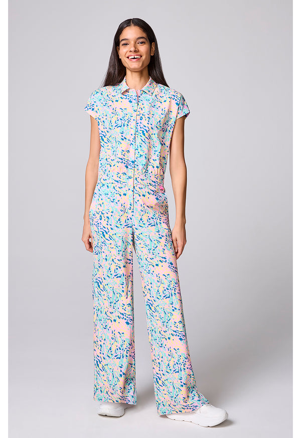 Printed Dolman Wide Leg Jumpsuit