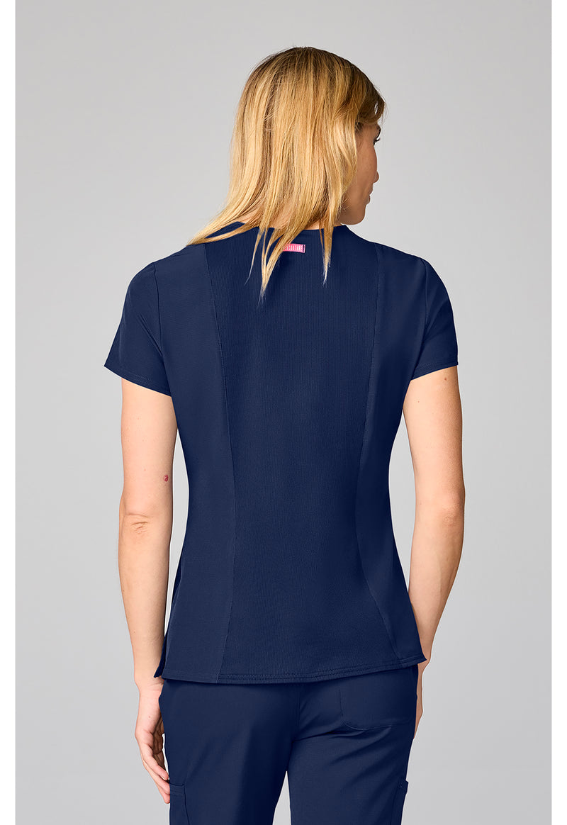 Navy - Four Pocket Round Neck Top (Back)