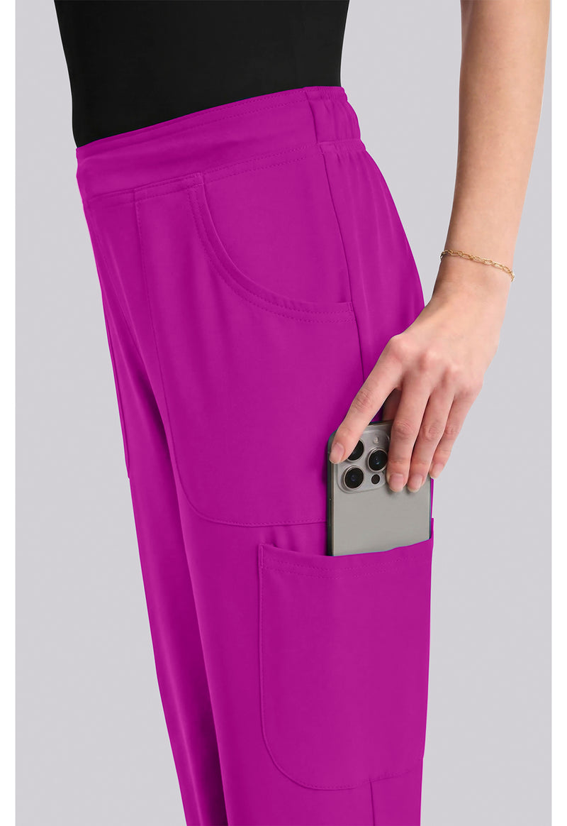 Back to the Fuschia - Women's Mid Rise Flare Leg Scrub Pants (View 3)